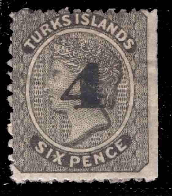 MOMEN: TURKS ISLANDS SG #43 1881 MINT OG H £110 LOT #66295