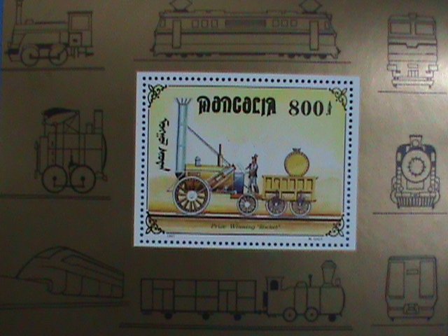 1997-SC#2255L- MONGOLIA STAMP -LOCOMOTIVES TRAINS- MINT-NH S/S STAMP SHEET #2