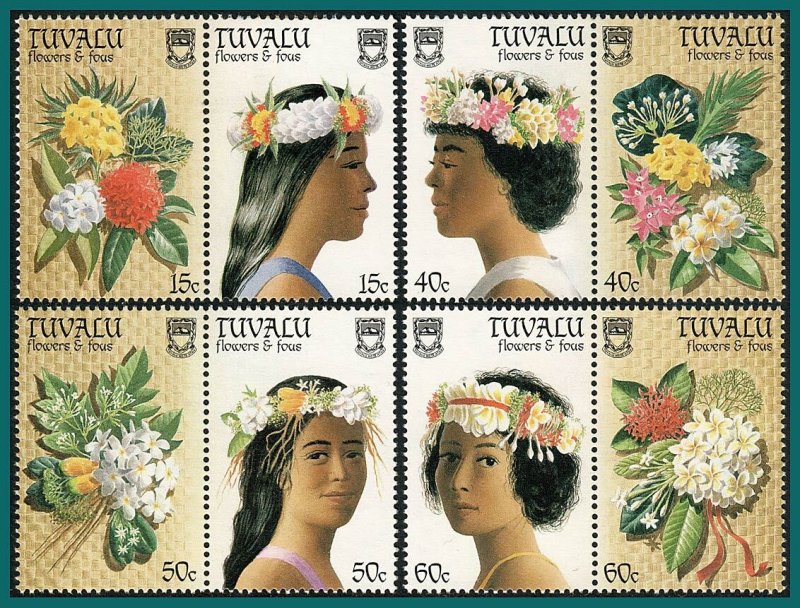 Tuvalu 1987 Flowers and Fous, MNH #443-446,SG476-SG483