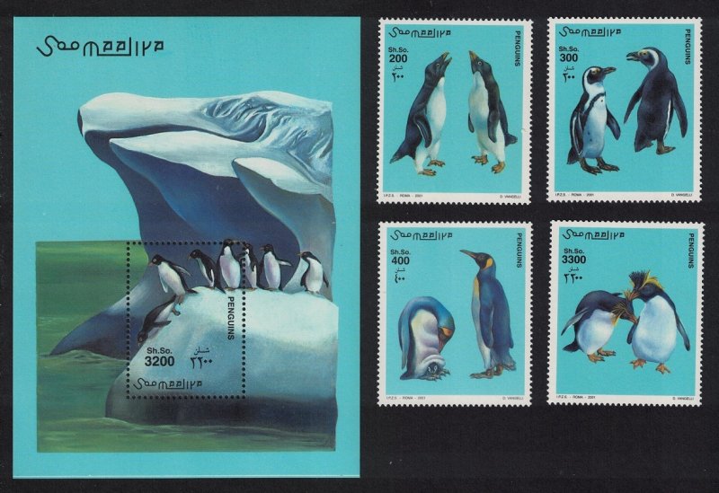 Somalia Penguins Birds 4v+MS 2001 MNH MI#868-871+Block 77