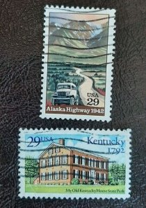 US Scott # 2635-2636; Two used 29c Commemoratives from 1992; VF centering