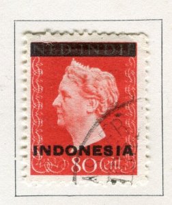 INDONESIA; 1948 early Wilhelmina Optd. issue fine used 80c. value