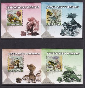 Guinea-Bissau 2008 Dinosaurs Minerals 4 S/Sheets Deluxe Edition MNH