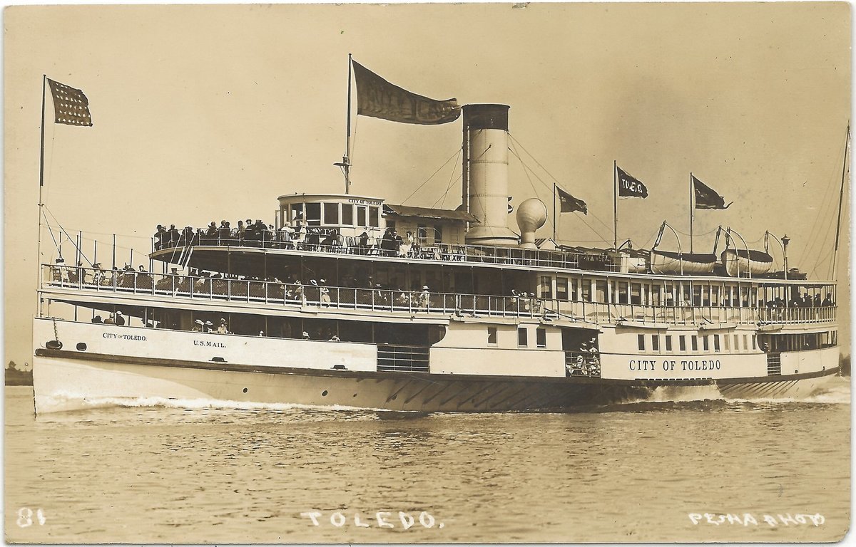 Steamer, City of Toledo Postcard. ca. 1904, Steamer