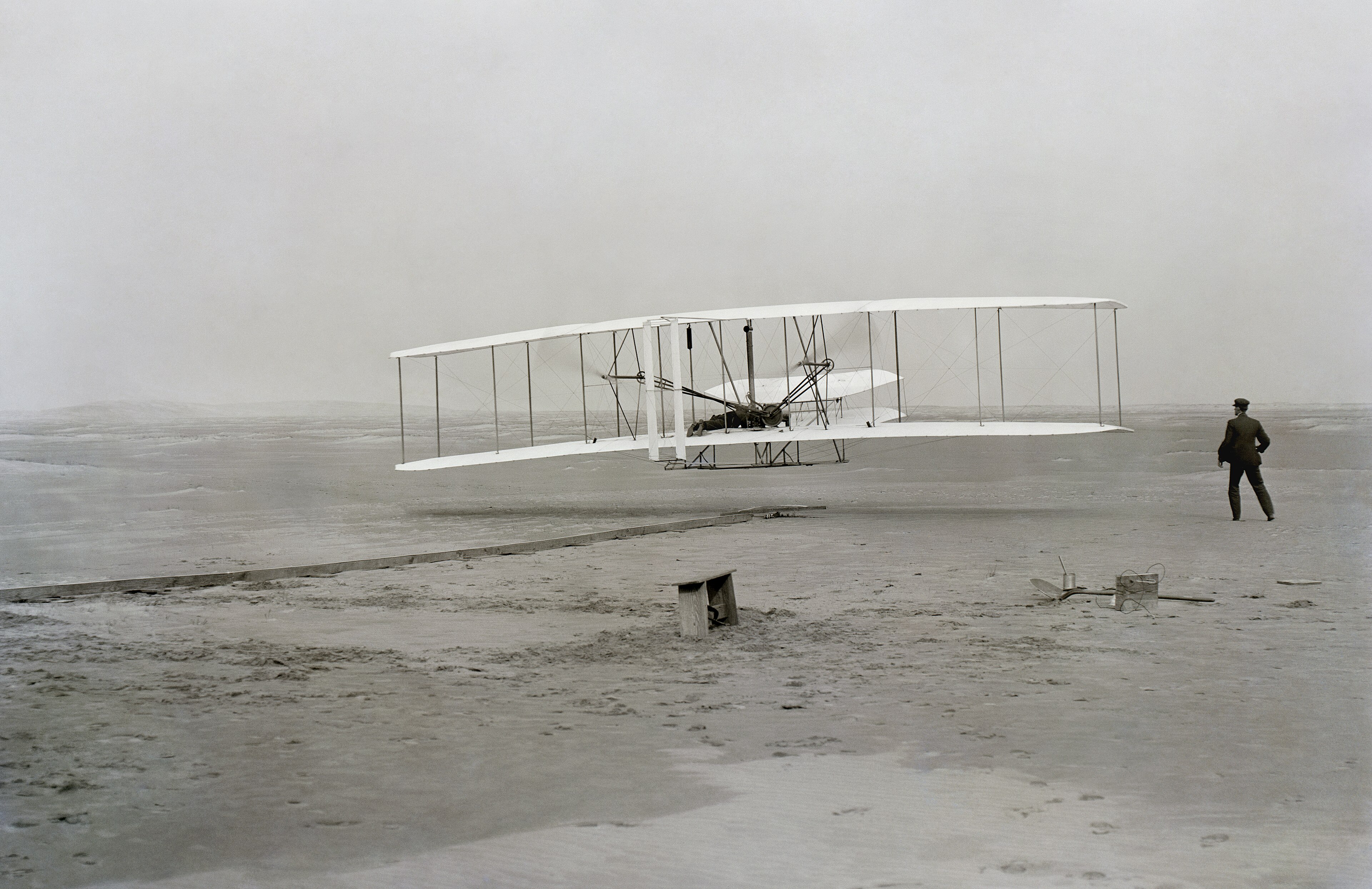 First successful flight of the Wright Flyer, by the Wright brothers