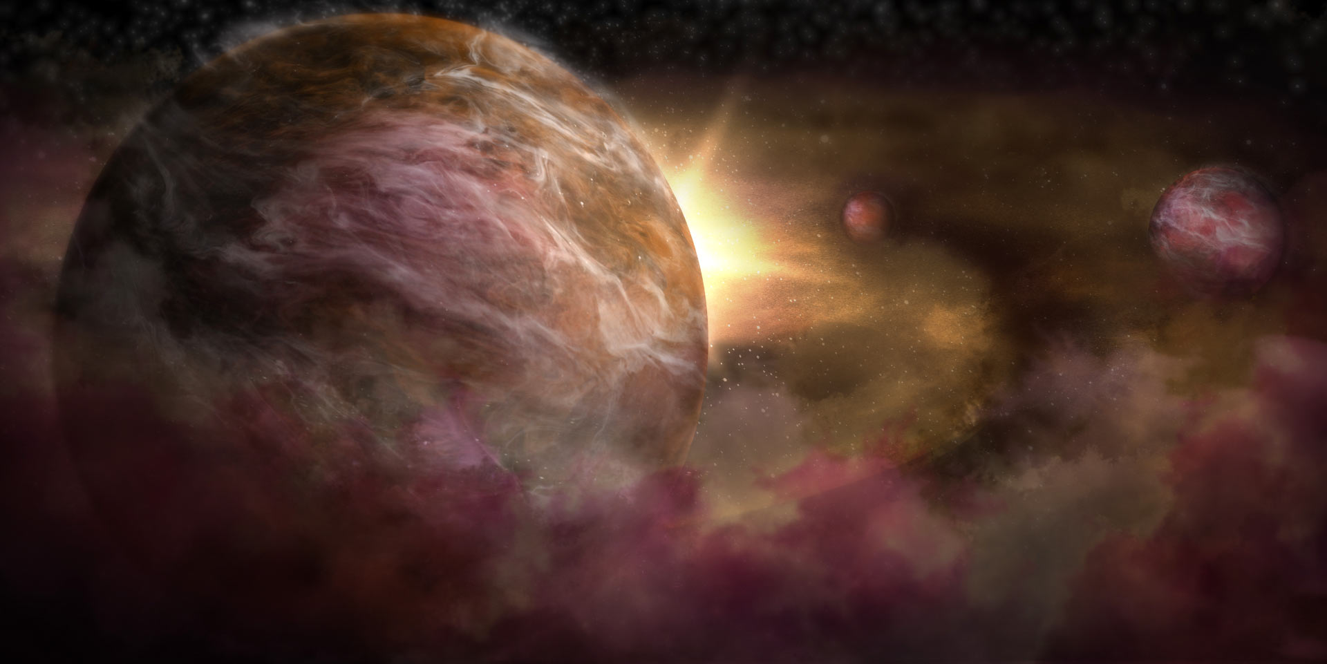 An artist’s rendition of protoplanets forming around a young star