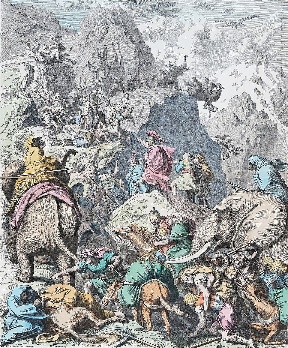 Hannibal crossing Alps Heinrich Leutemann