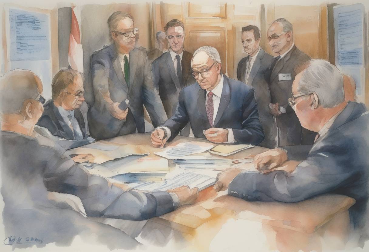 Watercolor painting based depiction of The Convention on Cybercrime, the first international treaty seeking to address Internet and computer crime by harmonizing national laws, improving investigative techniques, and increasing cooperation among nations, is signed in Budapest, Hungary. (2001)