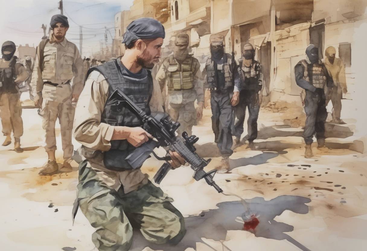 Watercolor painting based depiction of The Islamic State of Iraq and Syria (ISIS) released a video showing the beheading of American journalist James Foley, sparking international outrage and condemnation. (2014)