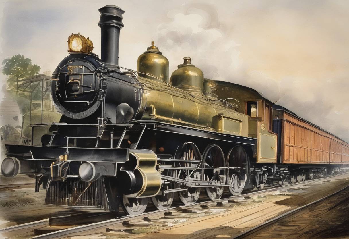 Watercolor painting based depiction of The Baltimore and Ohio Railroad, one of the first common carrier railroads, was chartered by the Maryland legislature. (1829)