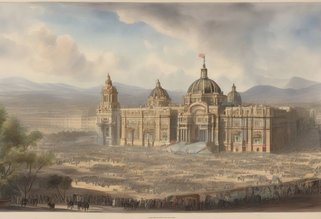 Watercolor painting based depiction of Mexico ratified the Treaty of Guadalupe Hidalgo, ending the Mexican-American War and ceding large territories to the United States. (1848)