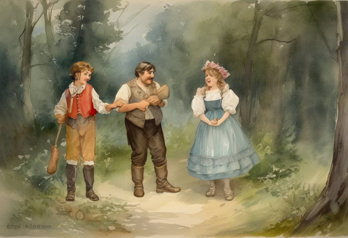 Watercolor painting based depiction of The opera "Hansel and Gretel" by Engelbert Humperdinck premieres in Weimar, Germany, becoming one of the most popular operas in the fairytale genre and endearing itself to audiences worldwide. (1893)