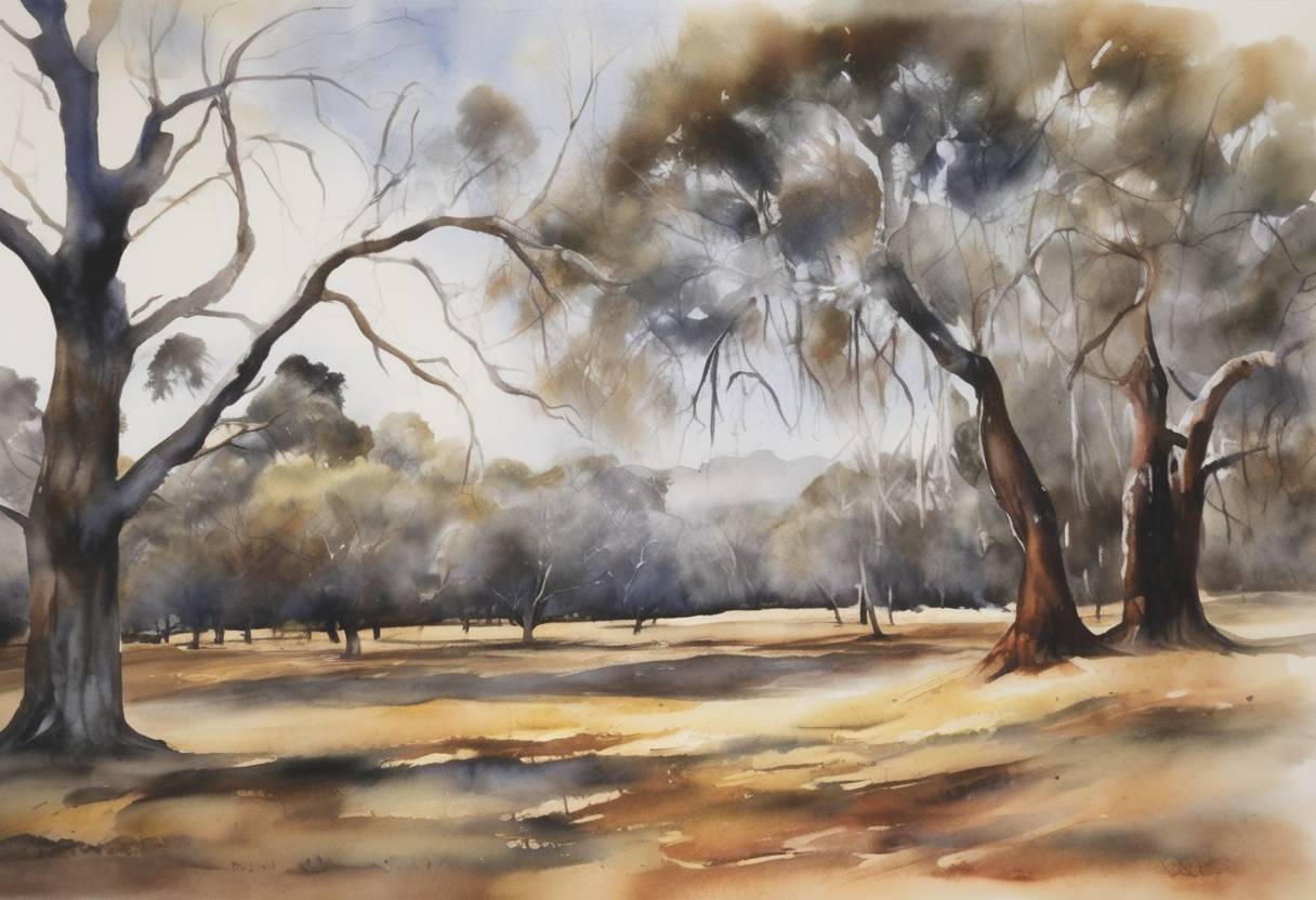 Watercolor painting based depiction of The Australian government issued an official apology to indigenous Australians, particularly the Stolen Generations, for past mistreatment. (2008)