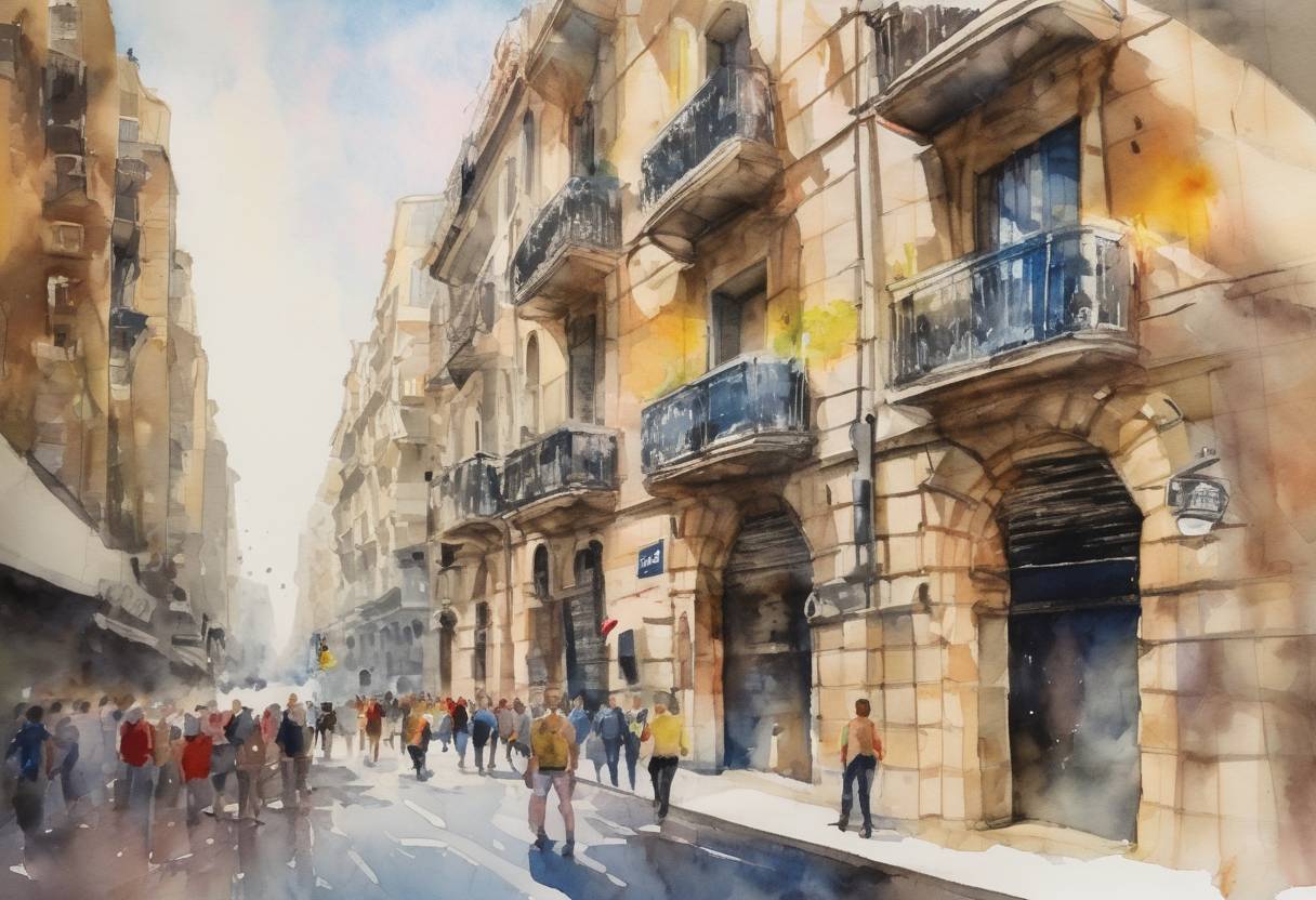Watercolor painting based depiction of Catalonia declared independence from Spain following a controversial referendum, leading to a political crisis. (2017)
