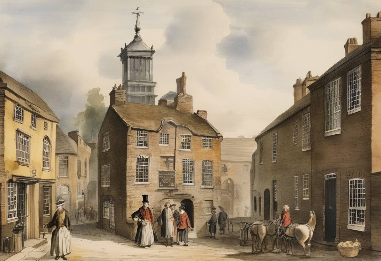 Watercolor painting based depiction of Arthur Guinness signed a 9,000-year lease at St. James's Gate Brewery, Dublin, and began brewing Guinness beer. (1759)