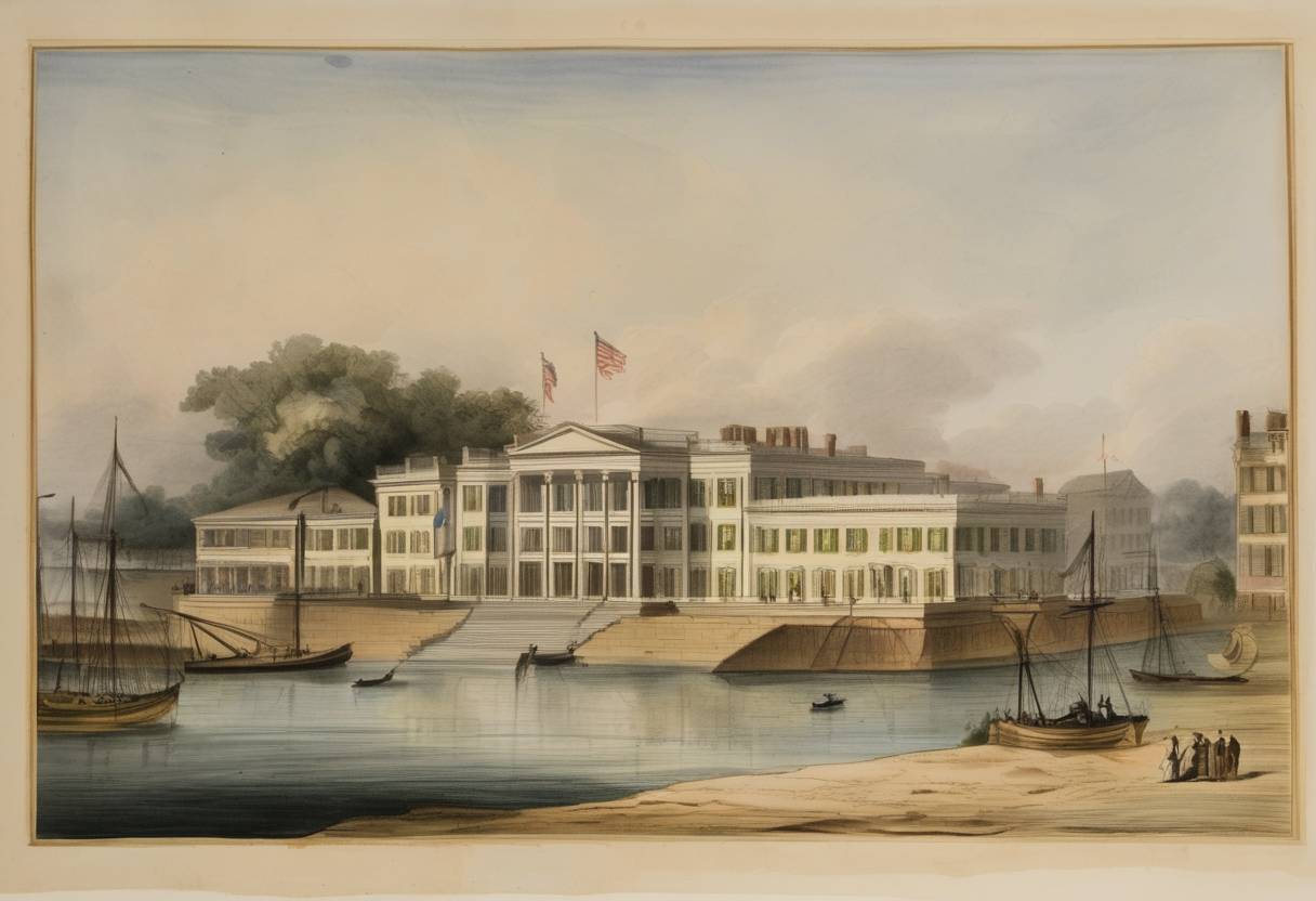 Watercolor painting based depiction of Vice President of the United States, John C. Calhoun, drafted the South Carolina Exposition and Protest, a document in opposition to the Tariff of 1828. (1828)