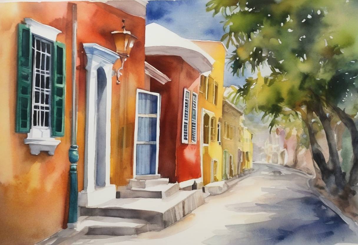Watercolor painting based depiction of The Netherlands Antilles was dissolved as a political entity, and Curaçao and Sint Maarten became constituent countries of the Kingdom of the Netherlands. (2010)