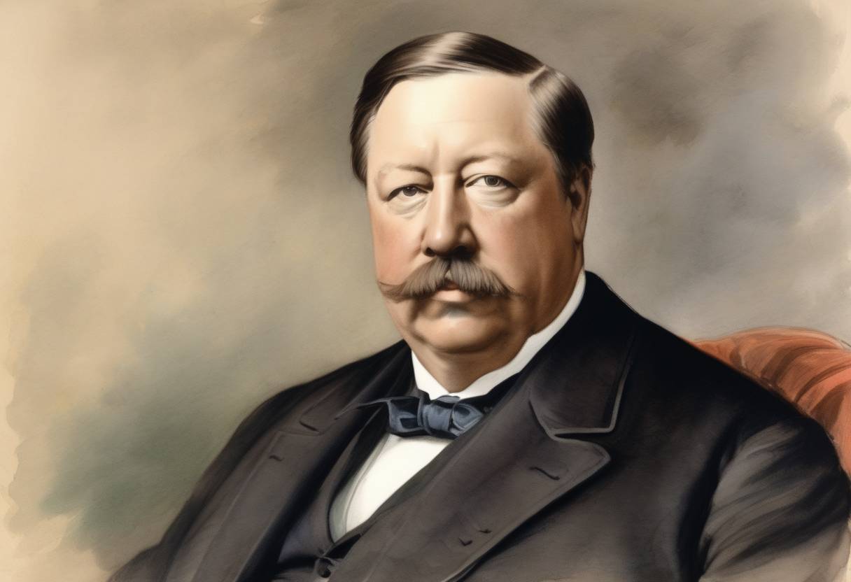 Watercolor painting based depiction of William Howard Taft, who would become the 27th President of the United States and later the 10th Chief Justice of the United States, was born. (1857)