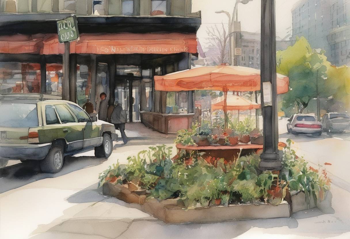 Watercolor painting based depiction of Amazon.com announces its plan to eliminate 1,300 temporary jobs and cut back on hiring new employees after the holiday season due to slowing online sales growth. (2000)