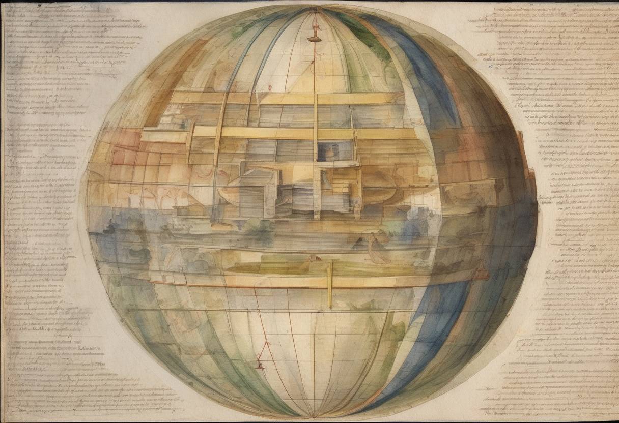 Watercolor painting based depiction of Johannes Kepler discovered the third law of planetary motion, which states that the square of the orbital period of a planet is proportional to the cube of the semi-major axis of its orbit. (1618)