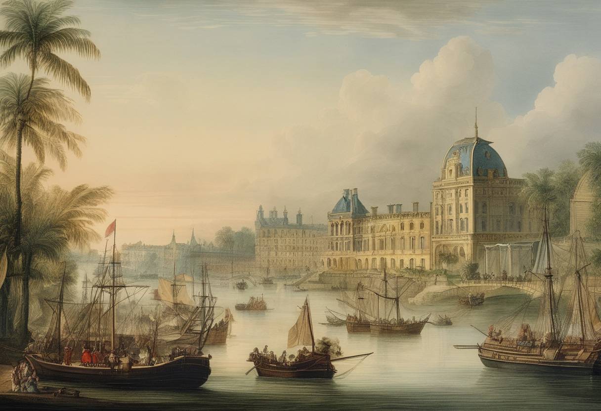 Watercolor painting based depiction of In the Treaty of Paris negotiations, Spain ceded Florida to Great Britain in exchange for Havana, ending the Seven Years' War in Spanish Florida. (1763)