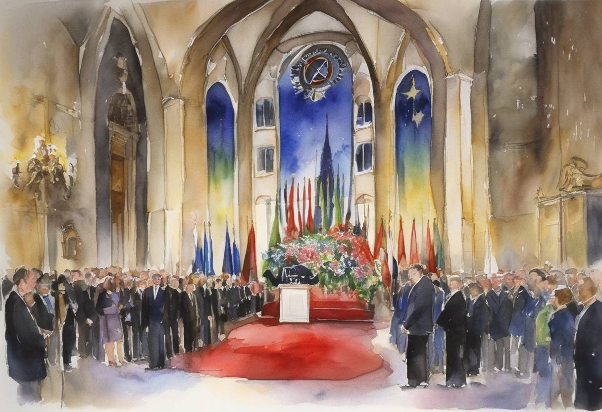 Watercolor painting based depiction of The Czech Republic inaugurates its membership to NATO's Partnership for Peace program. (2003)