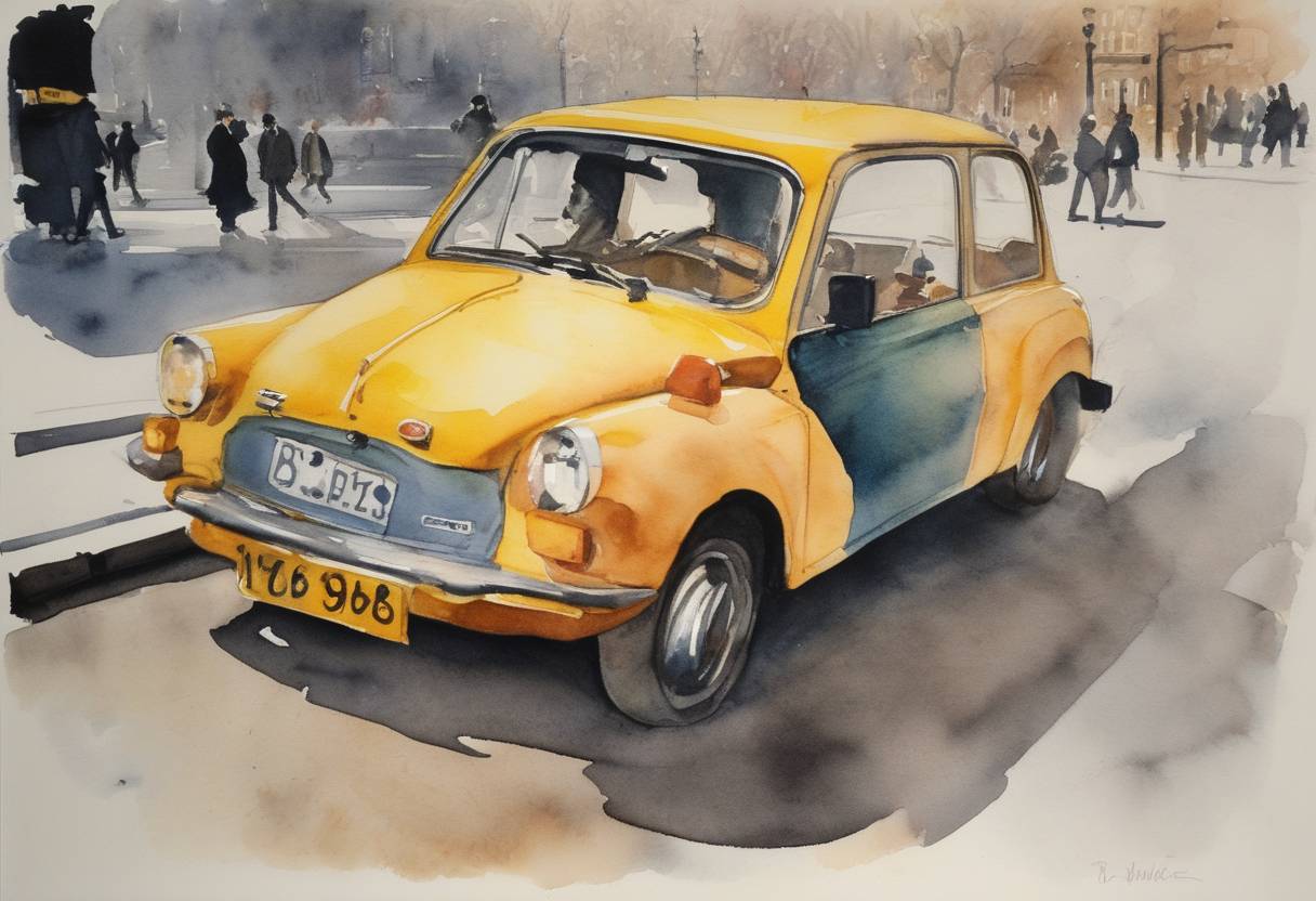 Watercolor painting based depiction of The April Fool's Day BBC broadcast led to public outcry and eventual legislation against rogue media hoaxes in the UK. (1968)