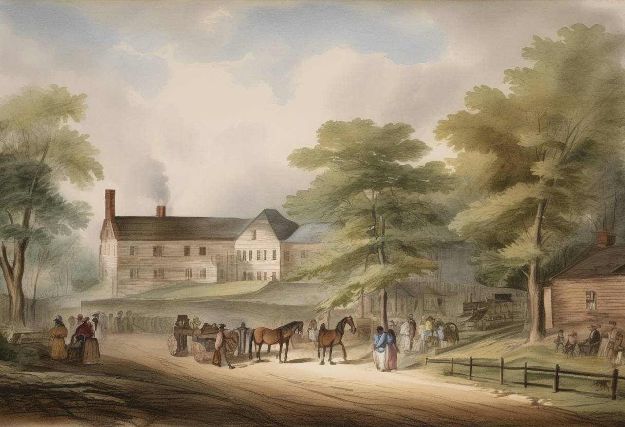 Watercolor painting based depiction of New Jersey becomes the last Northern state to abolish slavery. (1804)