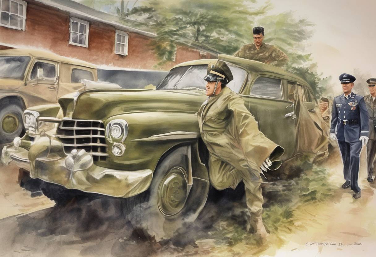 Watercolor painting based depiction of Elvis Presley returns to the United States after serving in the U.S. Army in Germany. (1960)