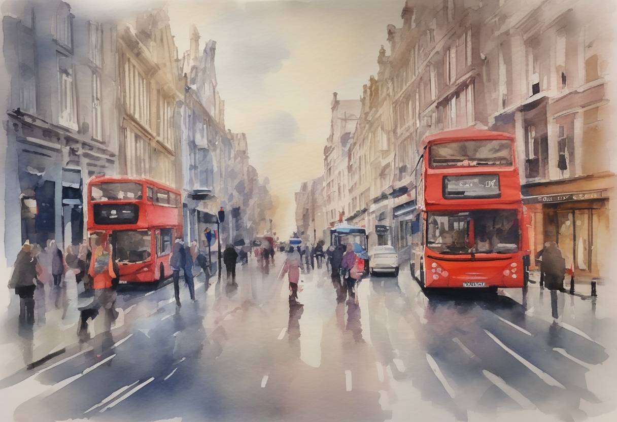 Watercolor painting based depiction of The European Union and the United Kingdom agree on a Brexit delay, extending the deadline for the UK's departure from the EU. (2019)