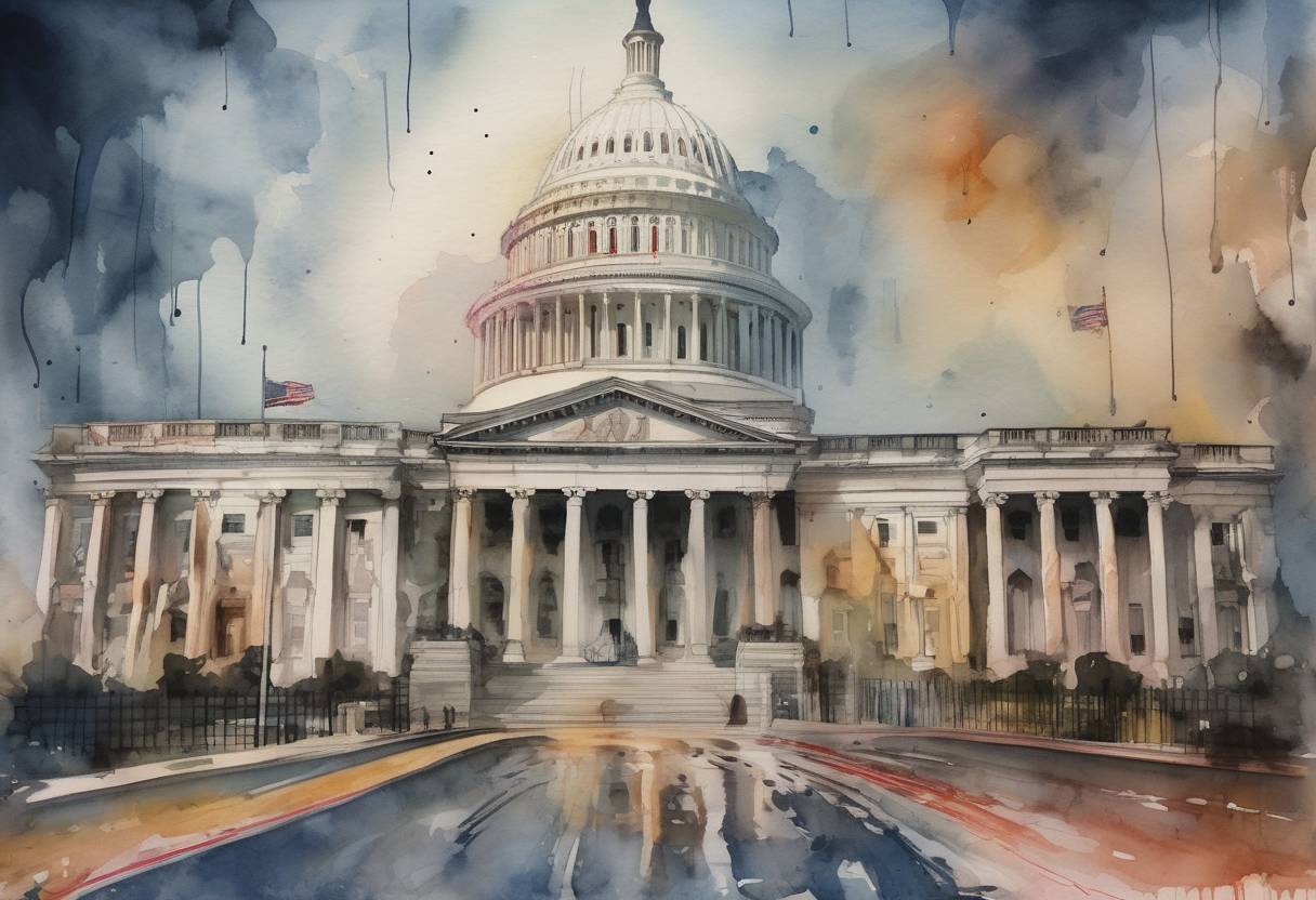 Watercolor painting based depiction of A cyberattack by the group DarkSide forced the shutdown of the Colonial Pipeline, the largest fuel pipeline in the United States, leading to fuel shortages and price spikes. (2021)