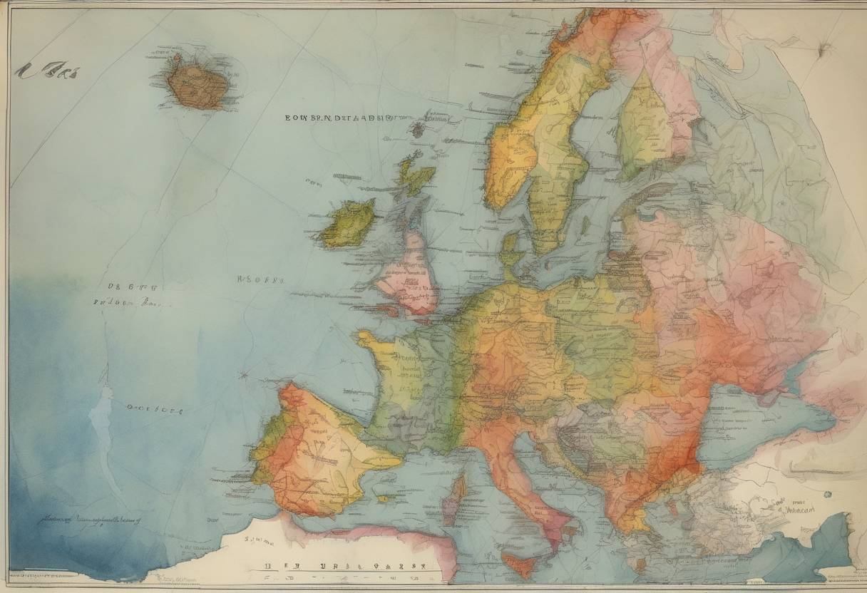 Watercolor painting based depiction of New Zealand and Newfoundland become dominions within the British Empire. (1907)