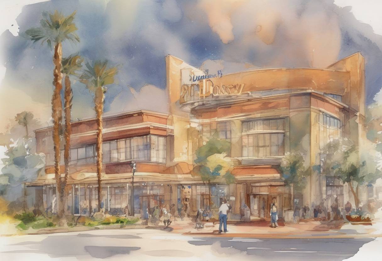 Watercolor painting based depiction of The Walt Disney Company announced its acquisition of 21st Century Fox for $52.4 billion, significantly expanding its media and entertainment assets. (2017)