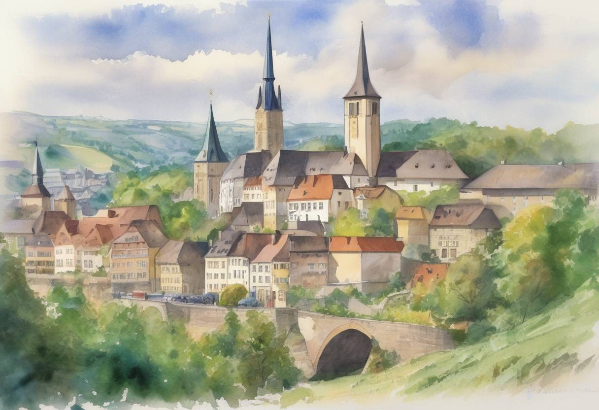 Watercolor painting based depiction of The Schengen Agreement came into effect, allowing for passport-free travel across many European countries. (1995)
