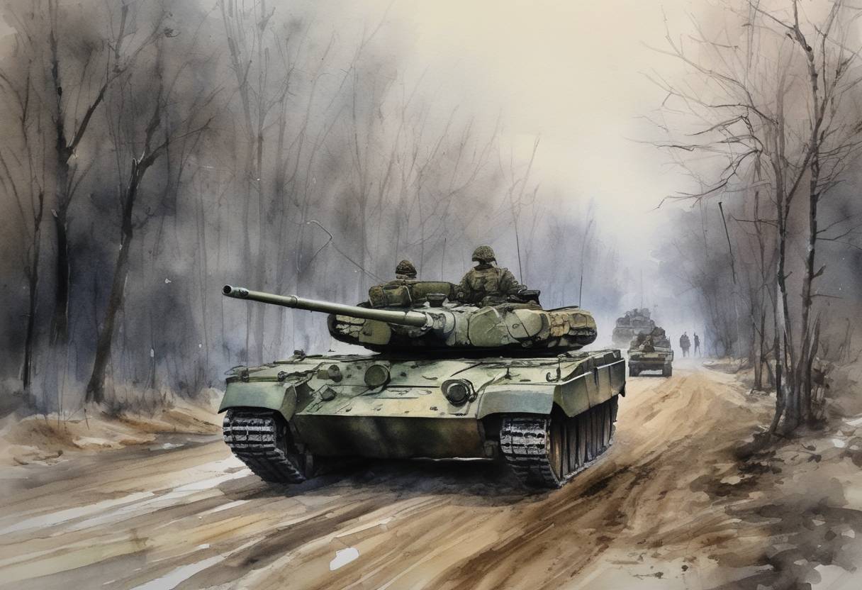 Watercolor painting based depiction of Russian President Vladimir Putin ordered troops into the eastern Ukraine regions of Luhansk and Donetsk, after recognizing them as independent states. This marked an escalation in the conflict leading to the Russian invasion of Ukraine. (2022)