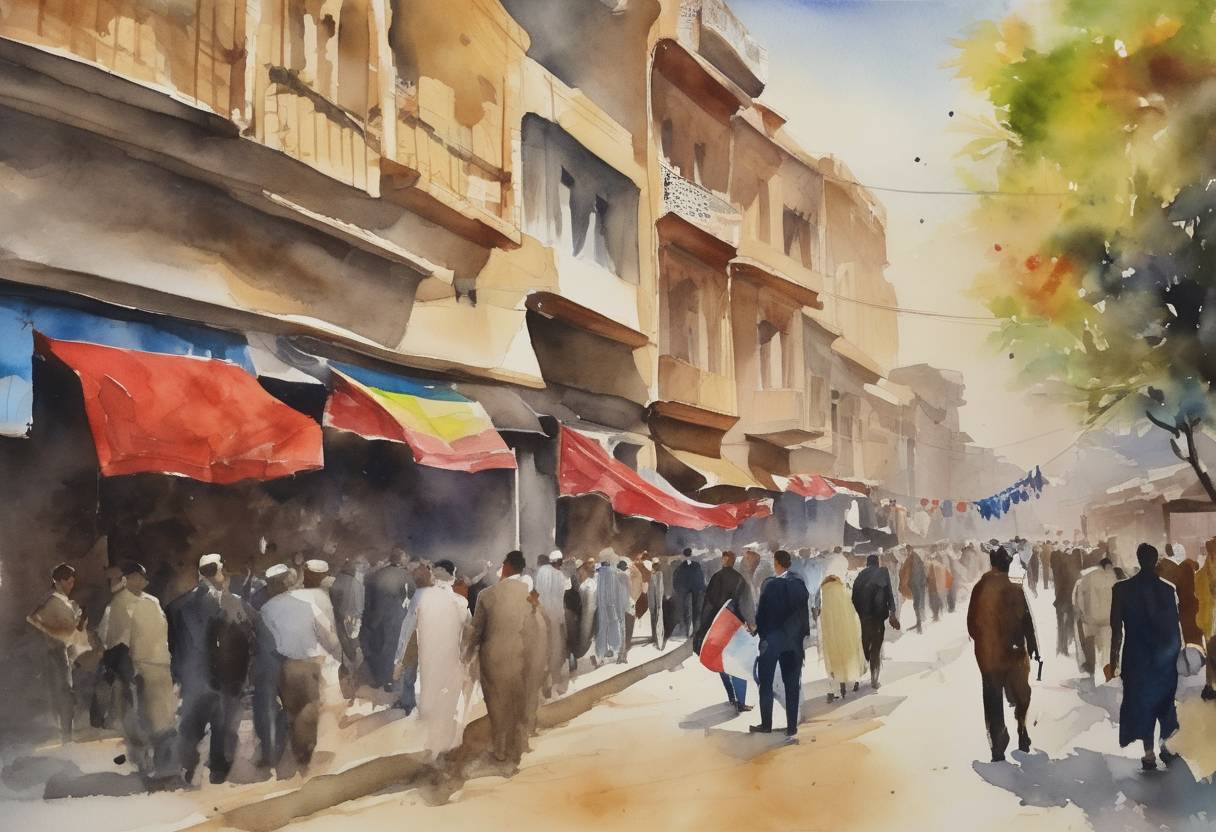 Watercolor painting based depiction of The Kurdistan Regional Government held an independence referendum in Iraqi Kurdistan, which passed with overwhelming support. However, the central Iraqi government and several other countries did not recognize the result, leading to increased tensions and military standoffs. (2017)
