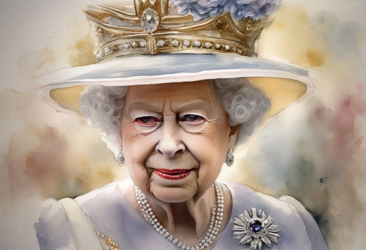Watercolor painting based depiction of Queen Elizabeth II became the oldest reigning British monarch, surpassing Queen Victoria. (2007)