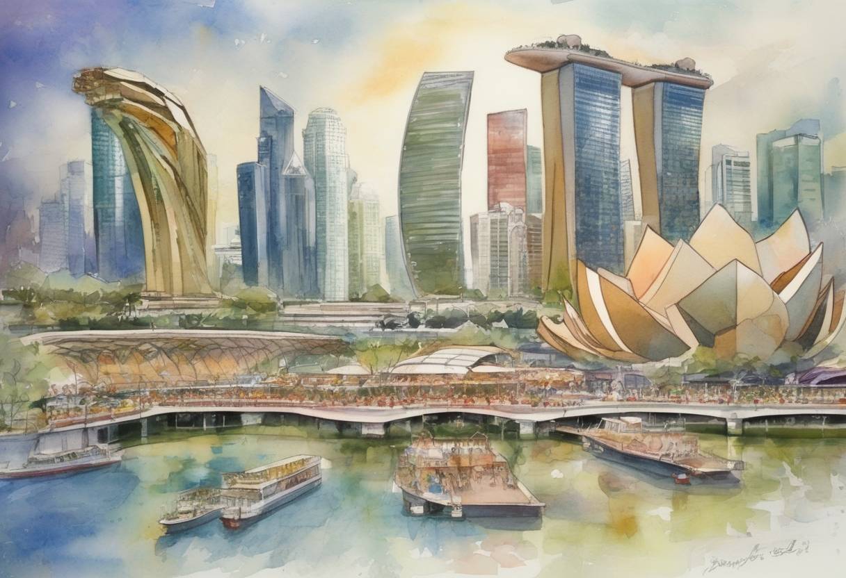 Watercolor painting based depiction of The International Olympic Committee awarded the 2012 Summer Olympics to London, making it the first city to host the modern Games three times. (2005)