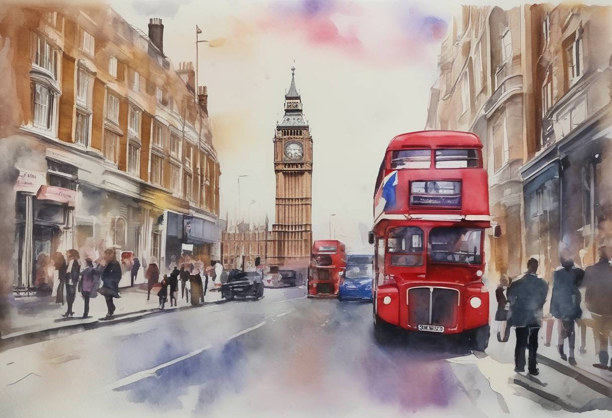 Watercolor painting based depiction of The United Kingdom formally triggers Article 50 of the Treaty on European Union, beginning the process of Brexit, the UK's withdrawal from the European Union. (2017)