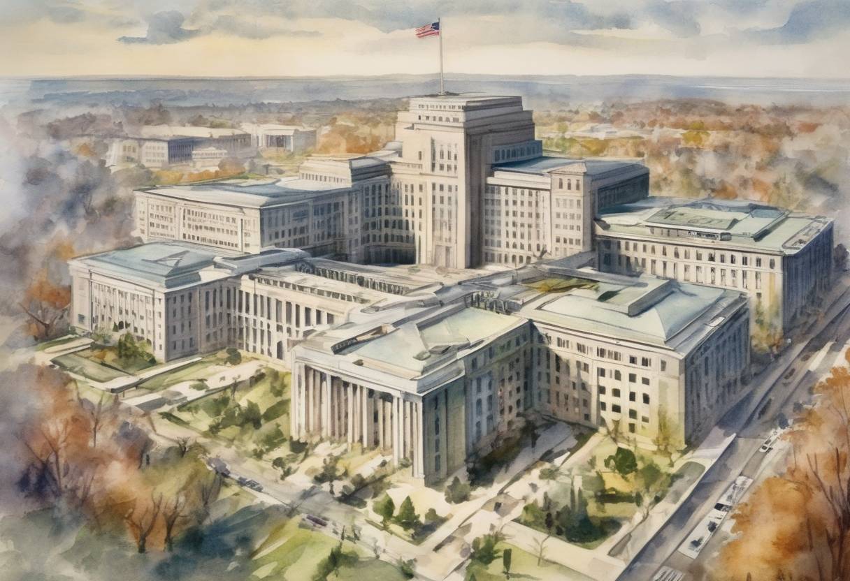 Watercolor painting based depiction of The Central Intelligence Group, the forerunner of the CIA, is established in the United States. (1946)