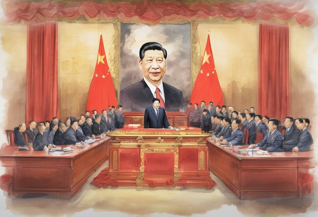 Watercolor painting based depiction of Xi Jinping was appointed as the General Secretary of the Communist Party of China, marking the beginning of his leadership in China. (2012)