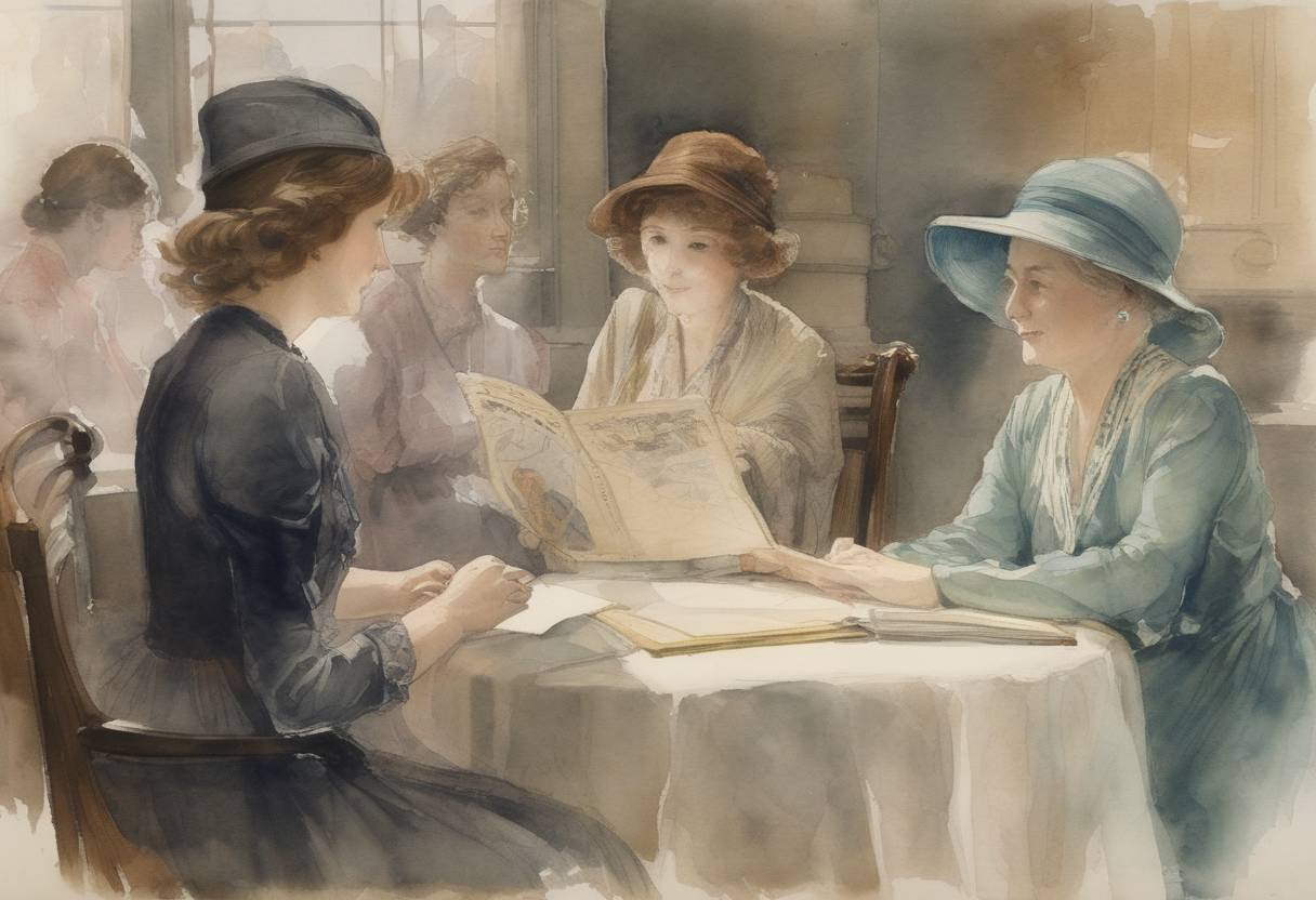 Watercolor painting based depiction of The first Pulitzer Prizes are awarded: Laura E. Richards, Maud Howe Elliott, and Florence Hall receive the first Pulitzer for biography, and Jean Jules Jusserand receives the first Pulitzer for history. (1917)