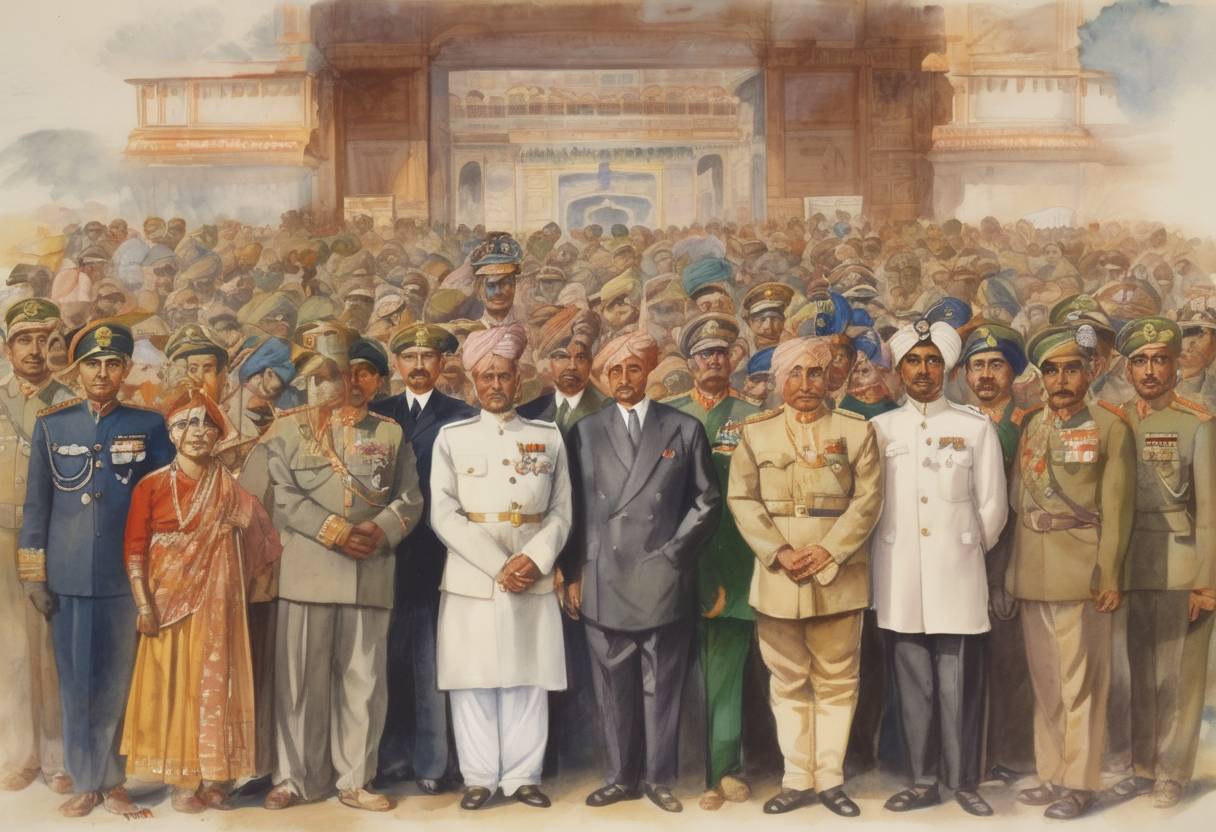 Watercolor painting based depiction of Maharaja Hari Singh of Jammu and Kashmir signed the Instrument of Accession to India, leading to the first Indo-Pakistani War over the region. (1947)