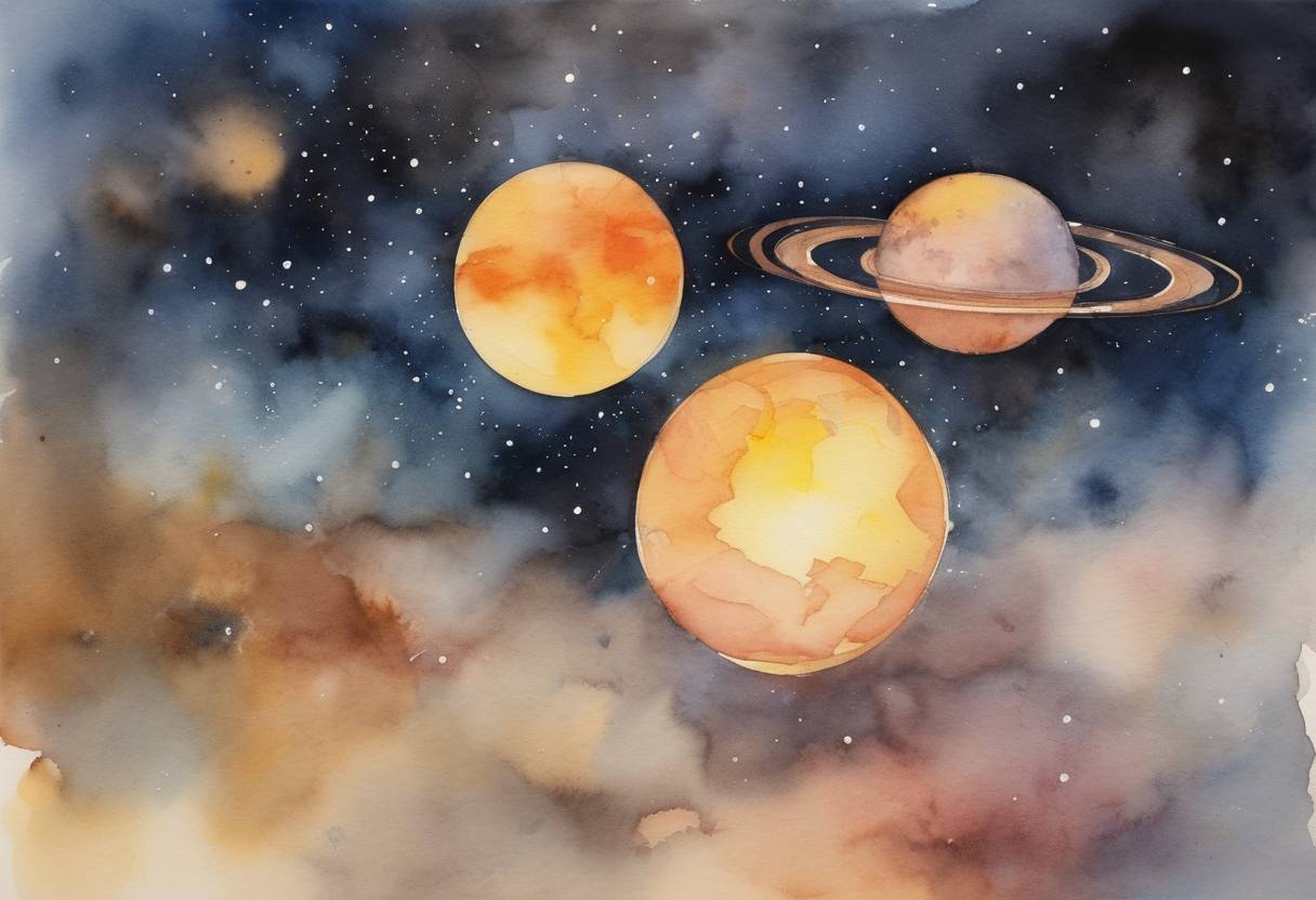 Watercolor painting based depiction of A new and complex solar cycle has been recognized as beginning by scientists. (2021)