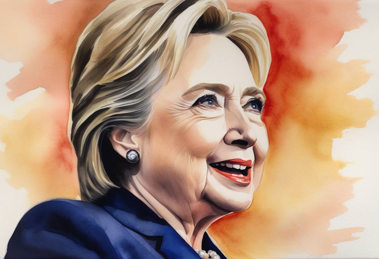 Watercolor painting based depiction of Hillary Clinton formally announced her candidacy for the 2016 U.S. presidential election, making her the first major party candidate to enter the race. (2015)