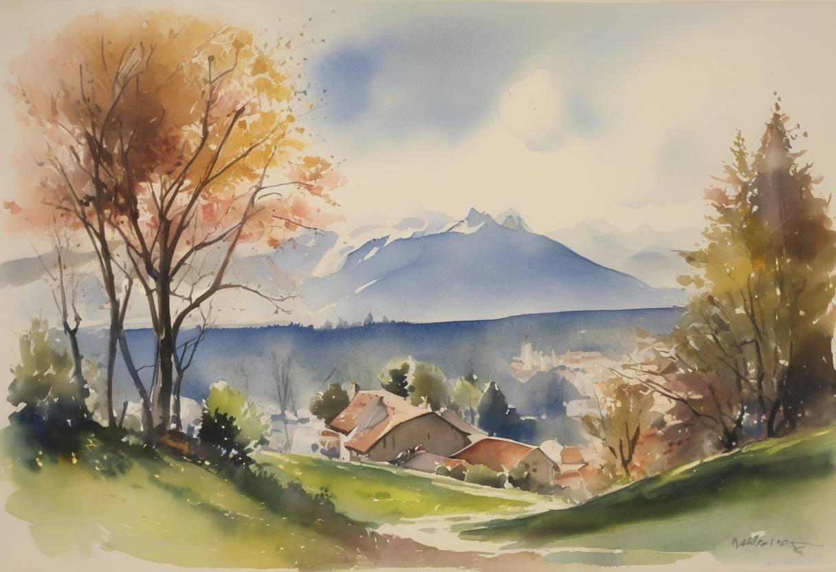 Watercolor painting based depiction of The World Meteorological Organization was established as a specialized agency of the United Nations. (1950)