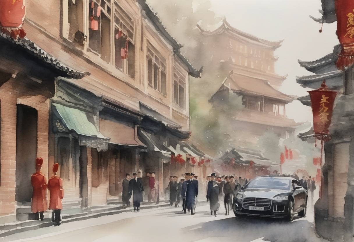 Watercolor painting based depiction of The Chinese government permitted a Duke of Cambridge visit, marking a significant moment in UK-China diplomatic relations. (2015)
