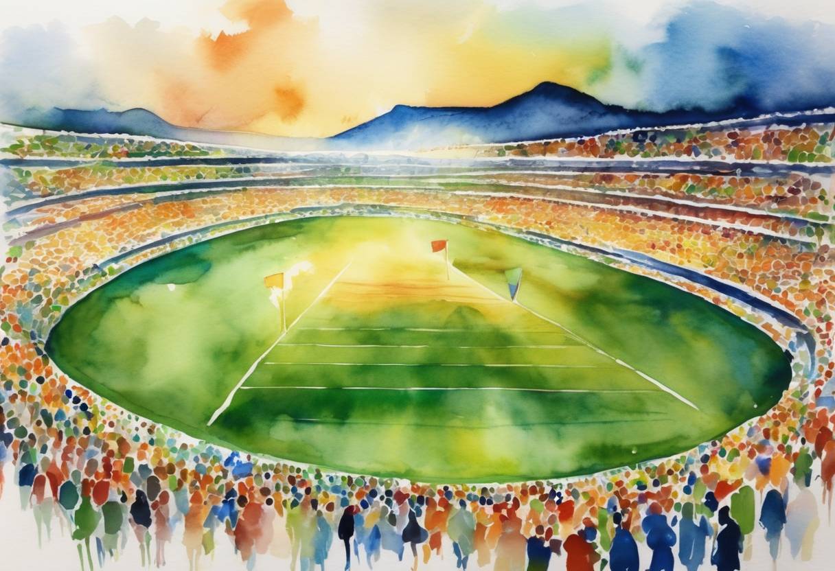 Watercolor painting based depiction of The opening ceremony of the 2016 Paralympic Games took place in Rio de Janeiro. (2016)