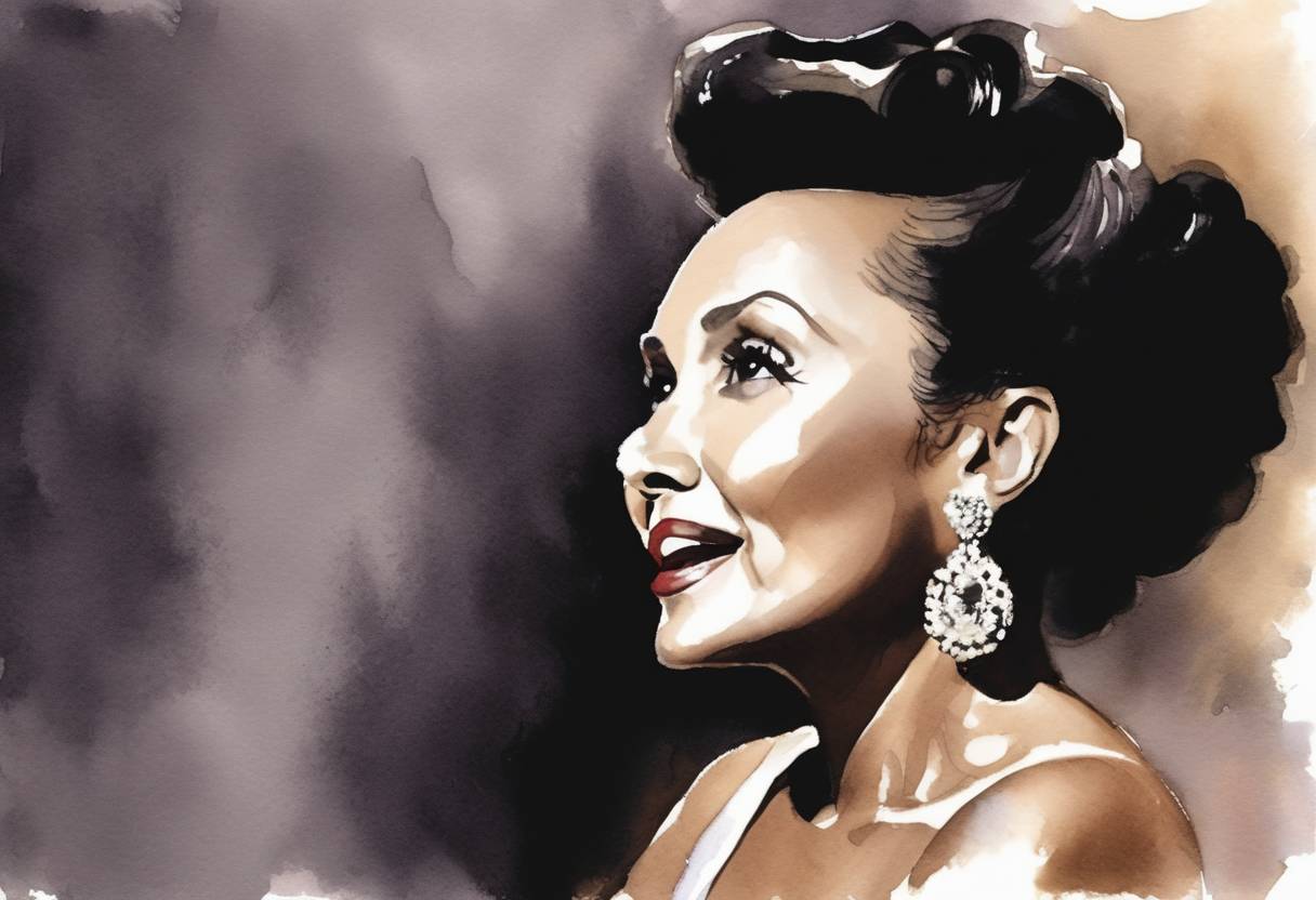 Watercolor painting based depiction of The United States Postal Service issued a new commemorative stamp featuring legendary performer and civil rights activist, Lena Horne, continuing their Black Heritage series. (2018)