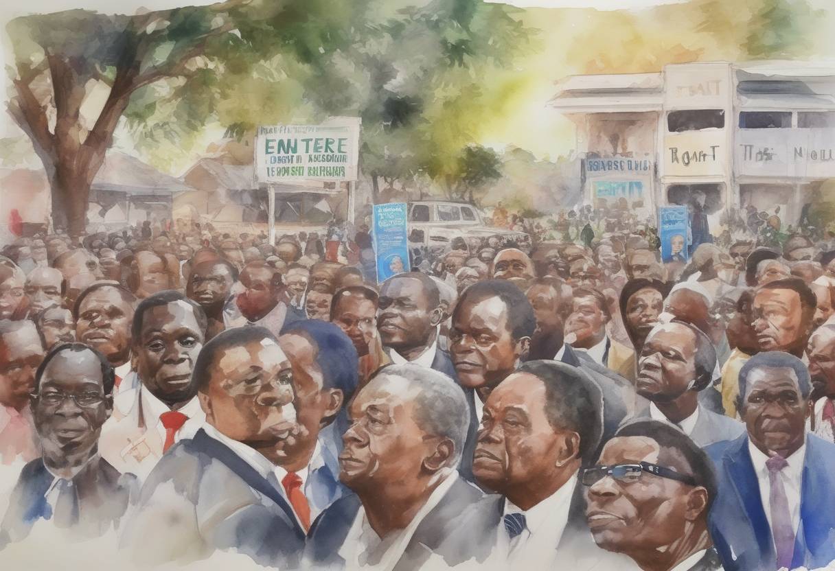 Watercolor painting based depiction of Zimbabwe holds its first general election since the resignation of Robert Mugabe, with Emmerson Mnangagwa winning the presidency amid allegations of electoral fraud. (2018)